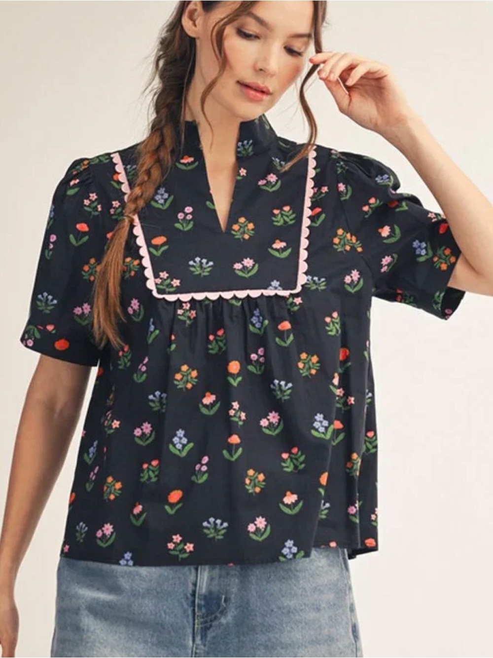 Southern NWT Jodifl Cottagecore Floral Blouse Puff Sleeves Size Medium